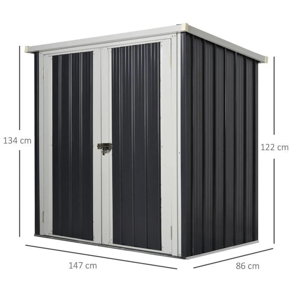 Abri de Jardin en Acier - 147 x 86 cm - 1,26 m² - 2 portes verrouillables