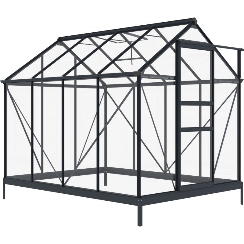 Serre de Jardin 4,57m² en Aluminium Anthracite et Verre Trempé 4mm - RINCA