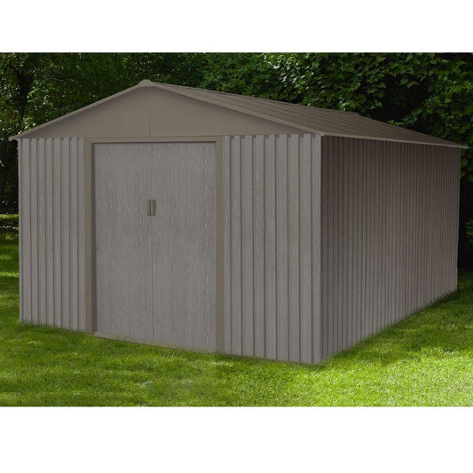 Abri De Jardin Métal Aspect Bois - 13,51 m² -  321 x 421 x 205 cm